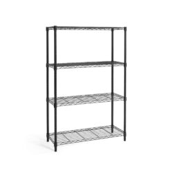 Fencer Wire Black 4-Tier Adjustable Height Wire Shelving Unit, Garage Shelving Storage Organizer