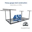 FLEXIMOUNTS GR46B-E Adjustable Height Overhead Ceiling Mount Garage Rack in Black (72 in. W x 48 in. D)