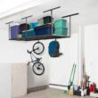FLEXIMOUNTS GR48B-E Adjustable Height Overhead Ceiling Mount Garage Rack in Black (96 in. W x 48 in. D)