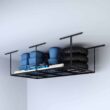FLEXIMOUNTS GR48B-E Adjustable Height Overhead Ceiling Mount Garage Rack in Black (96 in. W x 48 in. D)