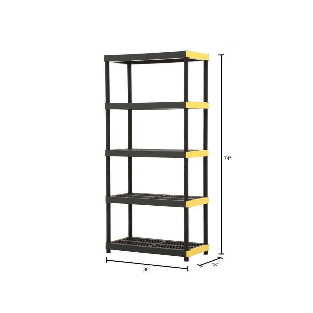 HDX 241592 5-Tier Plastic Garage Storage Shelving Unit in Black (36 in. W x 74 in. H x 18 in. D) HDX 241592 5-Tier Plastic Garage Storage Shelving Unit in Black (36 in. W x 74 in. H x 18 in. D) - Image 2