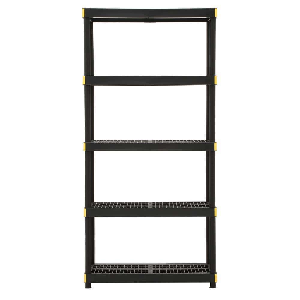 HDX 241592 5-Tier Plastic Garage Storage Shelving Unit in Black (36 in. W x 74 in. H x 18 in. D) HDX 241592 5-Tier Plastic Garage Storage Shelving Unit in Black (36 in. W x 74 in. H x 18 in. D) - Image 5