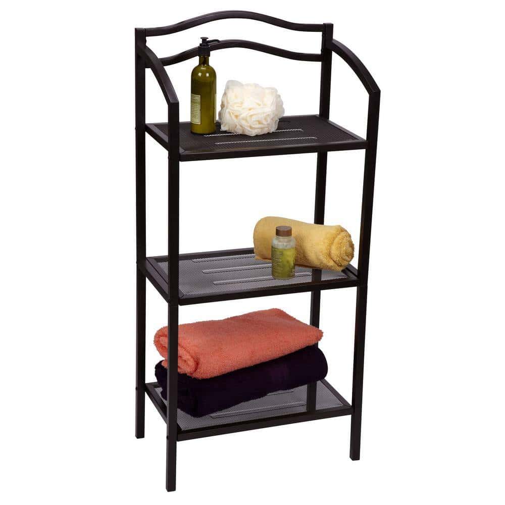 HOUSEHOLD ESSENTIALS 8051-1 Espresso Free-Standing 3-Tier Metal Shelving Unit (17 in. W x 35 in. H x 10.5 in. D) HOUSEHOLD ESSENTIALS 8051-1 Espresso Free-Standing 3-Tier Metal Shelving Unit (17 in. W x 35 in. H x 10.5 in. D) - Image 4
