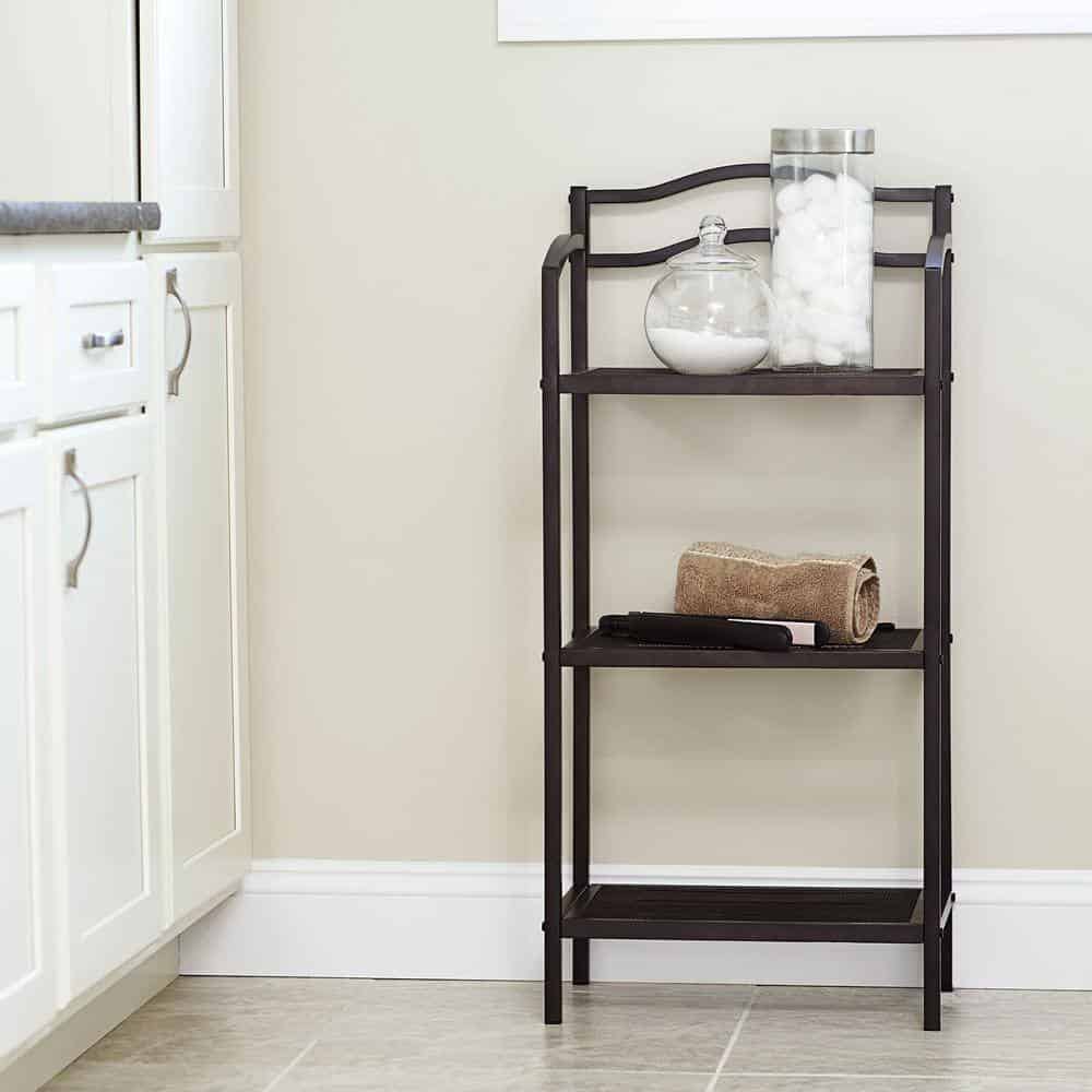 HOUSEHOLD ESSENTIALS 8051-1 Espresso Free-Standing 3-Tier Metal Shelving Unit (17 in. W x 35 in. H x 10.5 in. D) HOUSEHOLD ESSENTIALS 8051-1 Espresso Free-Standing 3-Tier Metal Shelving Unit (17 in. W x 35 in. H x 10.5 in. D) - Image 2