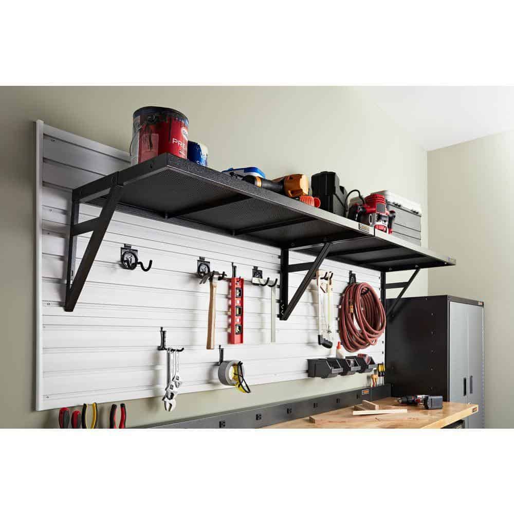 Gladiator GAWA45SFTG Premier Series 20 in. x 45 in. Metal Garage Wall Shelving in Hammered Granite Gladiator GAWA45SFTG Premier Series 20 in. x 45 in. Metal Garage Wall Shelving in Hammered Granite - Image 7