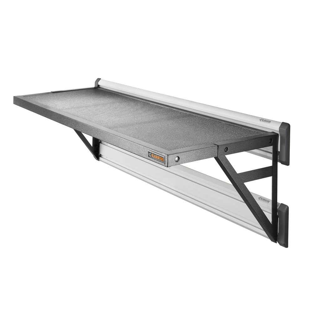 Gladiator GAWA45SFTG Premier Series 20 in. x 45 in. Metal Garage Wall Shelving in Hammered Granite Gladiator GAWA45SFTG Premier Series 20 in. x 45 in. Metal Garage Wall Shelving in Hammered Granite