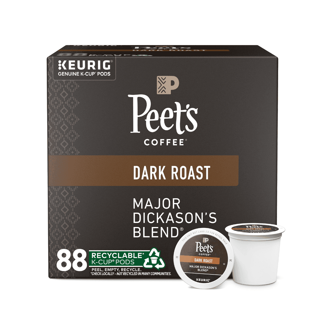 Peet's Coffee, Dark Roast K-Cup Pods for Keurig Brewers - Major Dickason's Blend 88 Count (4 Boxes of 22) Peet's Coffee, Dark Roast K-Cup Pods for Keurig Brewers - Major Dickason's Blend 88 Count (4 Boxes of 22)