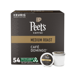 Peet's Coffee, Medium Roast K-Cup Pods for Keurig Brewers - Café Domingo 54 Count (1 Box of 54 Pods)
