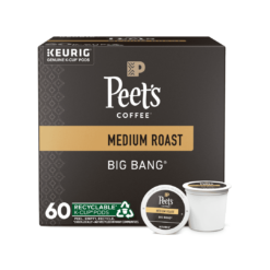 Peet's Coffee, Medium Roast K-Cup Pods for Keurig Brewers - Big Bang , 10 Count (Pack of 6), Packaging May Vary