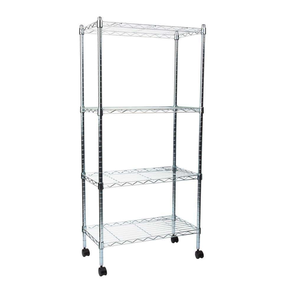 Mind Reader Silver Alloy Collection, Adjustable 4-Tier Industrial Storage Shelves with Wheels, Metal Mind Reader Silver Alloy Collection, Adjustable 4-Tier Industrial Storage Shelves with Wheels, Metal - Image 5