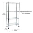 Mind Reader Silver Alloy Collection, Adjustable 4-Tier Industrial Storage Shelves with Wheels, Metal Mind Reader Silver Alloy Collection, Adjustable 4-Tier Industrial Storage Shelves with Wheels, Metal