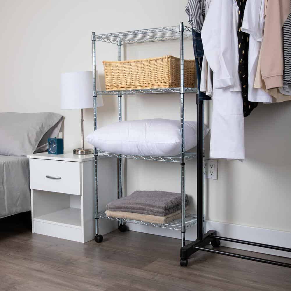 Mind Reader Silver Alloy Collection, Adjustable 4-Tier Industrial Storage Shelves with Wheels, Metal Mind Reader Silver Alloy Collection, Adjustable 4-Tier Industrial Storage Shelves with Wheels, Metal - Image 3