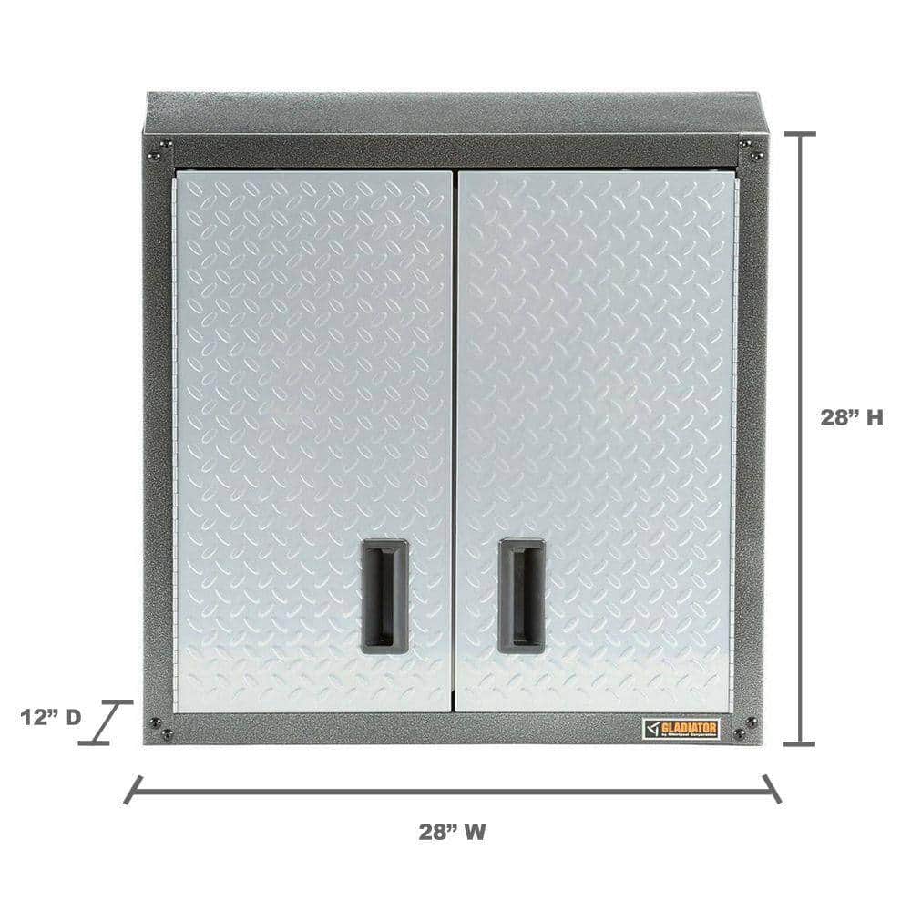 Gladiator GAWG28FDYG Steel 1-Shelf Wall Mounted Garage Cabinet in Silver Tread (28 in W x 28 in H x 12 in D) Gladiator GAWG28FDYG Steel 1-Shelf Wall Mounted Garage Cabinet in Silver Tread (28 in W x 28 in H x 12 in D) - Image 3