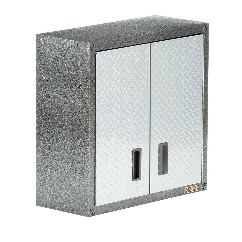 Gladiator GAWG28FDYG Steel 1-Shelf Wall Mounted Garage Cabinet in Silver Tread (28 in W x 28 in H x 12 in D) Gladiator GAWG28FDYG Steel 1-Shelf Wall Mounted Garage Cabinet in Silver Tread (28 in W x 28 in H x 12 in D) - Image 4