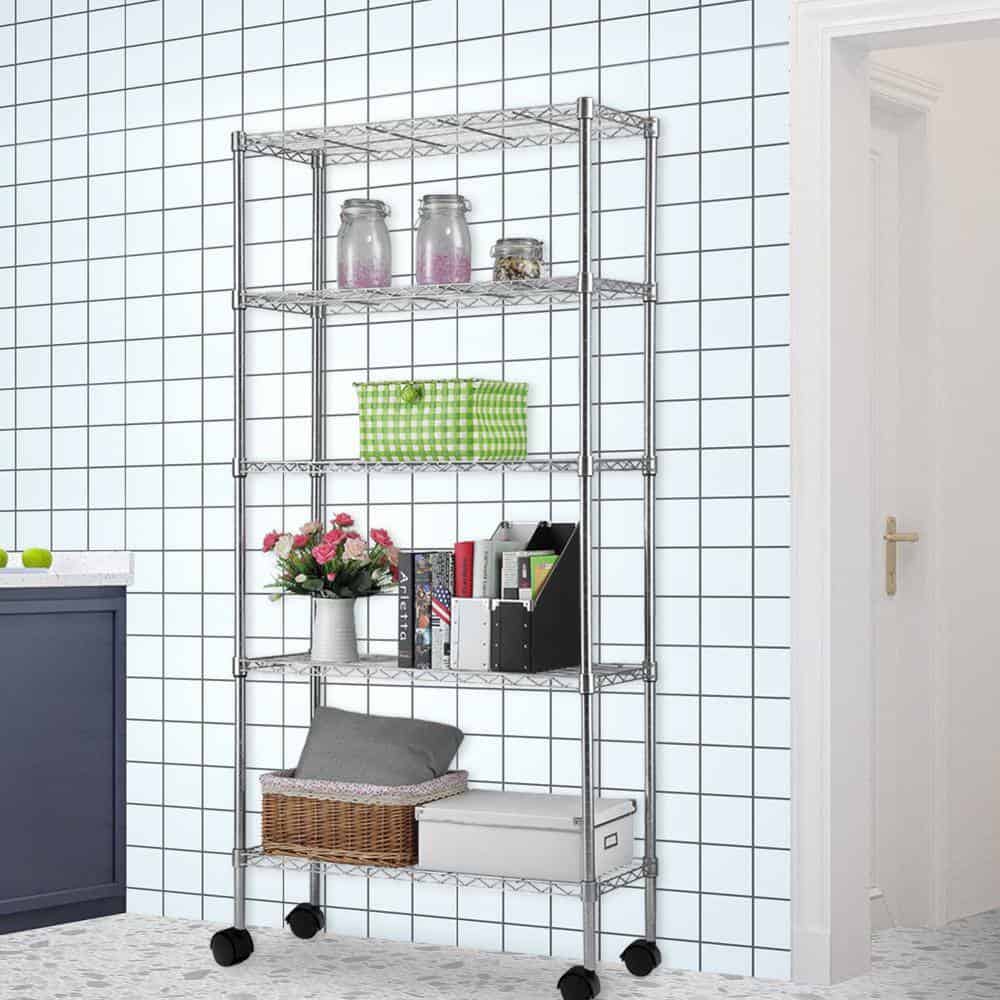 Winado Silver 5-Tier Heavy Duty Metal Freestanding Garage Storage Shelving Unit (13.78 in. W x 65 in. H x 35.43 in. D) Winado Silver 5-Tier Heavy Duty Metal Freestanding Garage Storage Shelving Unit (13.78 in. W x 65 in. H x 35.43 in. D) - Image 7