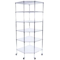 Winado Silver 6-Tier Metal Freestanding Garage Storage Shelving Unit with Wheels (26.77 in. W x 71 in. H x 26.77 in. D)