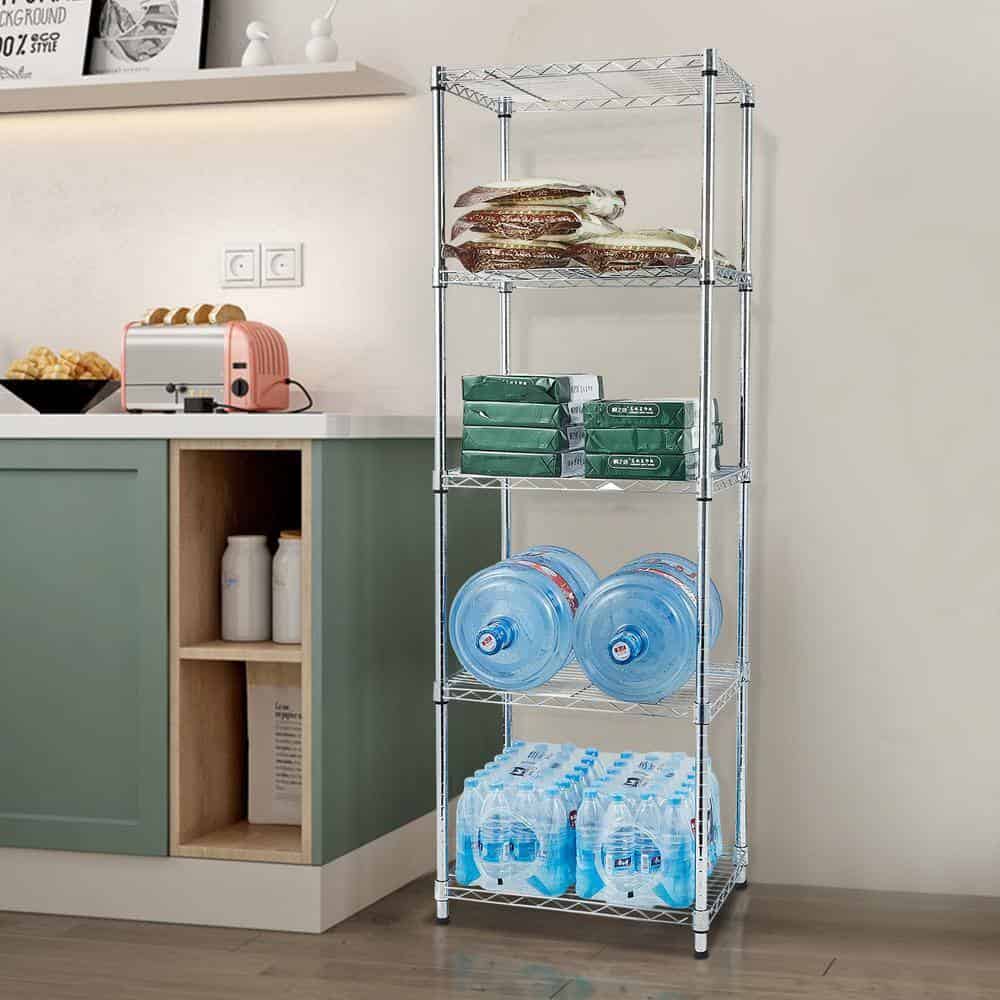 Winado Silver 5-Tier Heavy Duty Steel Freestanding Garage Storage Shelving Unit (17.72 in. W x 71 in. H x 21.65 in. D) Winado Silver 5-Tier Heavy Duty Steel Freestanding Garage Storage Shelving Unit (17.72 in. W x 71 in. H x 21.65 in. D) - Image 7