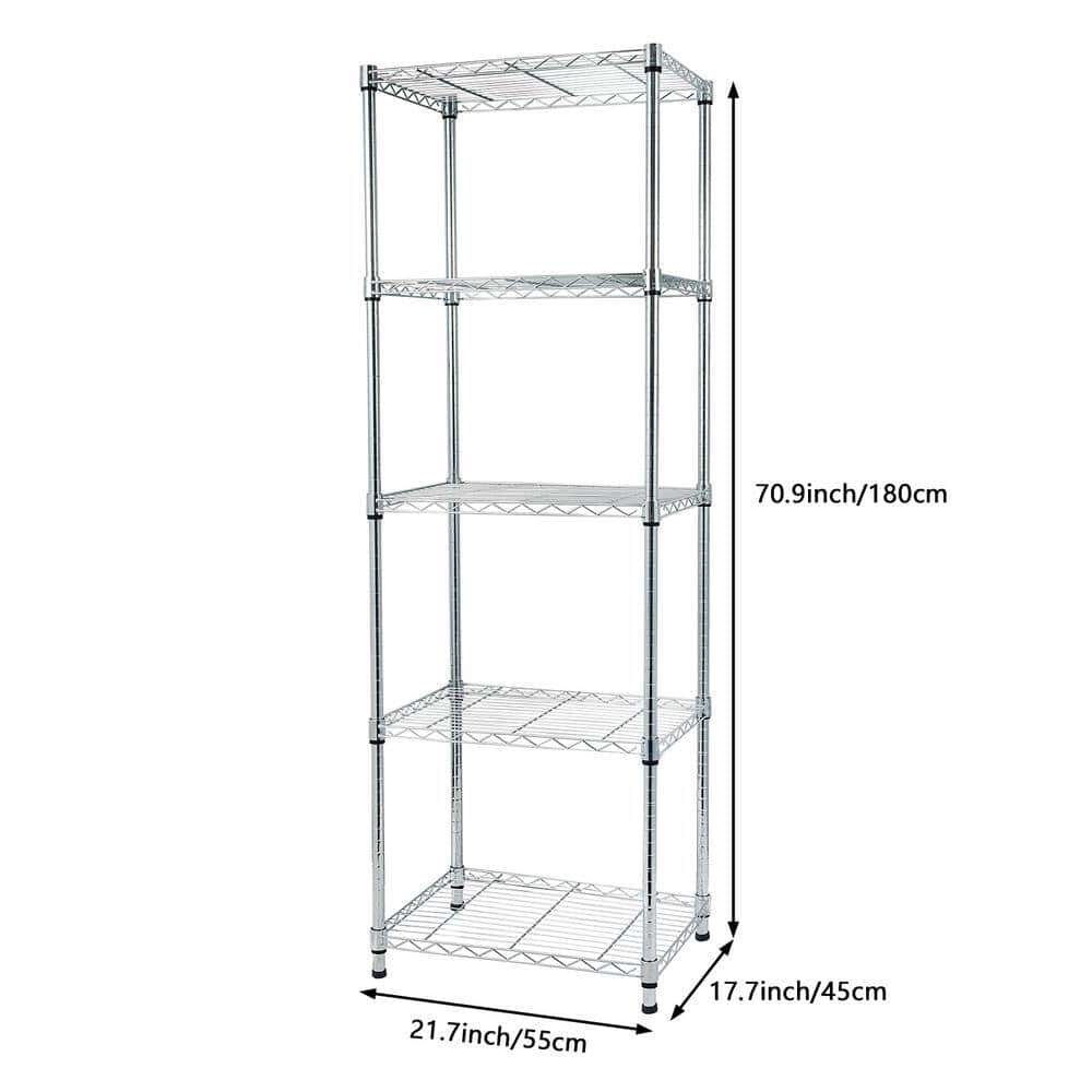 Winado Silver 5-Tier Heavy Duty Steel Freestanding Garage Storage Shelving Unit (17.72 in. W x 71 in. H x 21.65 in. D) Winado Silver 5-Tier Heavy Duty Steel Freestanding Garage Storage Shelving Unit (17.72 in. W x 71 in. H x 21.65 in. D) - Image 5