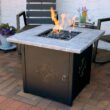 Sunnydaze Decor 30-in W 40000-BTU Black Faux Stone Propane Gas Fire Pit Table