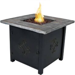 Sunnydaze Decor 30-in W 40000-BTU Black Faux Stone Propane Gas Fire Pit Table