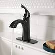 Moen Lindor Transitional Matte Black Single Hole 1-handle WaterSense High-arc Bathroom Sink Faucet with Drain and Deck Plate
