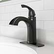 Moen Lindor Transitional Matte Black Single Hole 1-handle WaterSense High-arc Bathroom Sink Faucet with Drain and Deck Plate