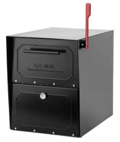 Architectural Mailboxes Post Mount Black Metal Extra Large Lockable Mailbox