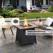 CASAINC Fire Pit Table 28-in W 40000-BTU Brown Tabletop Stainless Steel Propane Gas Fire Pit Table
