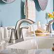 Moen Lindor High Arc 3-hole Spot Resist Brushed Nickel 4-in centerset 2-handle WaterSense Bathroom Sink Faucet with Drain