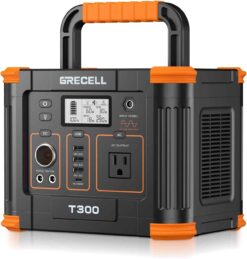 Portable Power Station 300W (Peak 600W), GRECELL 288Wh Solar Generator with 60W USB-C PD Output, 110V Pure Sine Wave AC Outlet Backup Lithium Battery for Outdoors Camping Travel Hunting Home Blackout - 1