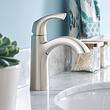 Moen Lindor Transitional Spot Resist Brushed Nickel Single Hole 1-handle WaterSense High-arc Bathroom Sink Faucet with Drain and Deck Plate