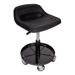 SUNEX TOOLS Black Work Seat with Air Cylinder Height Adjustment and Heavy Duty Casters - 300 lbs. Weight Capacity