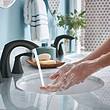 Moen Lindor 3-hole Bath Faucet Matte Black Widespread 2-handle Bathroom Sink Faucet with Drain