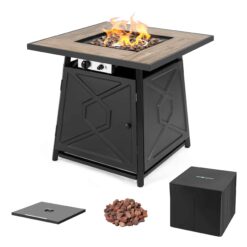 Nuu Garden 28.15-in W 50000-BTU Black Tabletop Iron Propane Gas Fire Pit Table