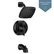 Moen Lindor Shower Head, Handle, and Tub Spout, Matte Black 1-handle Single Function Square Bathtub and Shower Faucet