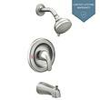 Moen Adler Showerhead, Shower Handle, and Tub Spout, Spot Resist Brushed Nickel 1-handle Multi-function Round Bathtub and Shower Faucet Valve Included