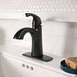 Moen Lindor Transitional Matte Black Single Hole 1-handle WaterSense High-arc Bathroom Sink Faucet with Drain and Deck Plate