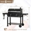 Sophia & William Extra Large Charcoal BBQ Grills with 794 SQ.IN. Cooking Area, Outdoor Barbecue Grill with Dual-Zone Individual & Adjustable Charcoal Tray and 2 Foldable Side Table, Black - 6