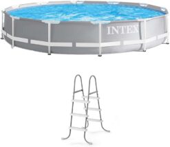 Intex 12 Foot Prism Frame Above Ground Swimming Pool w/ Pump & Pool Ladder - 1