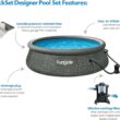 Funsicle 12 Foot by 36 Inch Quickset Round Inflatable Ring Top Outdoor Above Ground Swimming Pool Set with Pump and Cartridge Filter, Dark Herringbone - 3