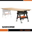 Pony Portable Folding Work Table, 2-in-1 as Sawhorse & Workbench, Load Capacity 1000 lbs-Sawhorse & 500 lbs-Workbench