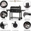 Sophia & William Extra Large Charcoal BBQ Grills with 794 SQ.IN. Cooking Area, Outdoor Barbecue Grill with Dual-Zone Individual & Adjustable Charcoal Tray and 2 Foldable Side Table, Black - 5
