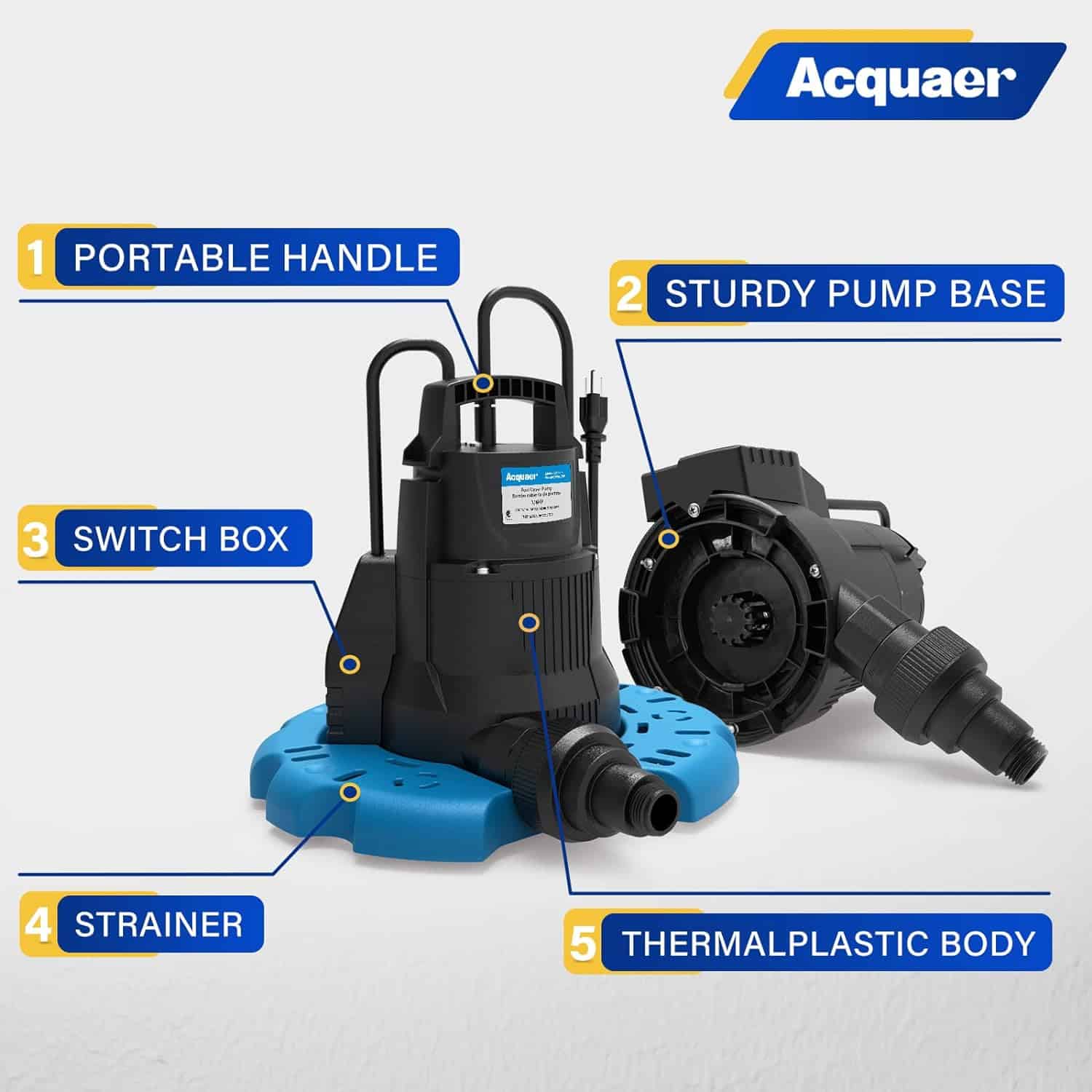 Acquaer 1/4 HP Automatic Swimming Pool Cover Pump, 115 V Submersible Acquaer 1/4 HP Automatic Swimming Pool Cover Pump, 115 V Submersible - Image 7
