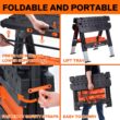 Pony Portable Folding Work Table, 2-in-1 as Sawhorse & Workbench, Load Capacity 1000 lbs-Sawhorse & 500 lbs-Workbench