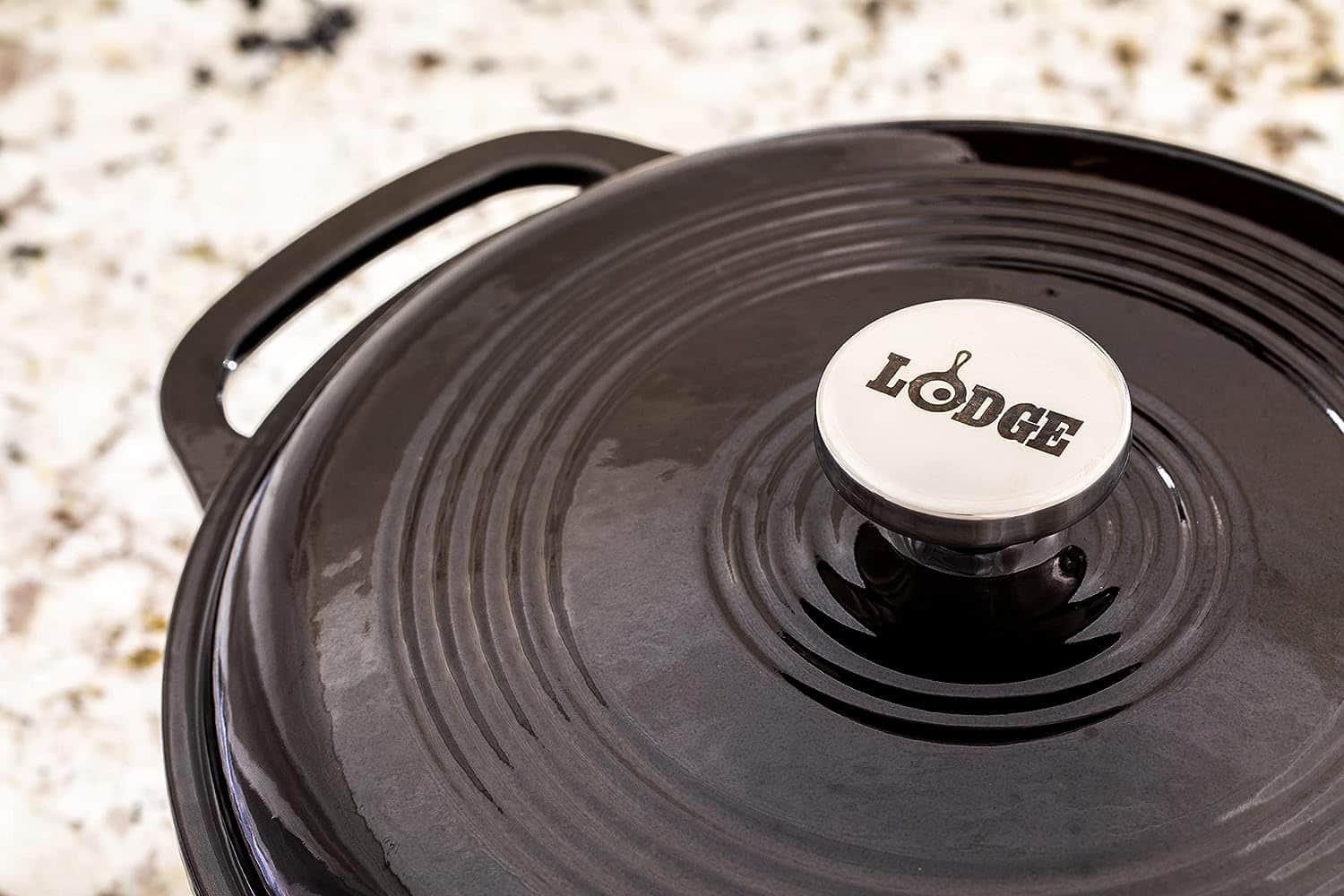 Lodge 6 Quart Enameled Cast Iron Dutch Oven with Lid – Midnight Chrome Lodge 6 Quart Enameled Cast Iron Dutch Oven with Lid – Midnight Chrome - Image 4