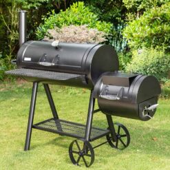 MFSTUDIO Heavy Duty Smoker, X-Large Charcoal Grill with Offset Smoker, 942 sq.in. Cooking Area, For Outdoor Camping Family & Friends Gathering, Black - 1