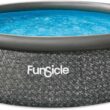 Funsicle 12 Foot by 36 Inch Quickset Round Inflatable Ring Top Outdoor Above Ground Swimming Pool Set with Pump and Cartridge Filter, Dark Herringbone - 5