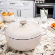 Lodge 6 Quart Enameled Cast Iron Dutch Oven with Lid – Oyster White
