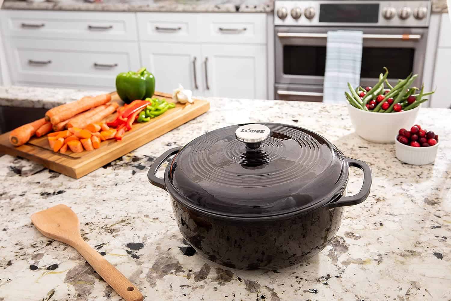 Lodge 6 Quart Enameled Cast Iron Dutch Oven with Lid – Midnight Chrome Lodge 6 Quart Enameled Cast Iron Dutch Oven with Lid – Midnight Chrome - Image 5