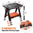 Pony Portable Folding Work Table, 2-in-1 as Sawhorse & Workbench, Load Capacity 1000 lbs-Sawhorse & 500 lbs-Workbench